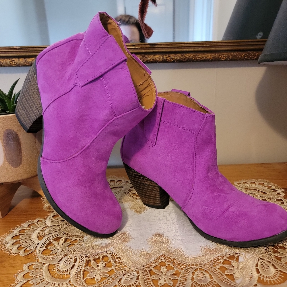 Fuchsia Western Ankle Boots